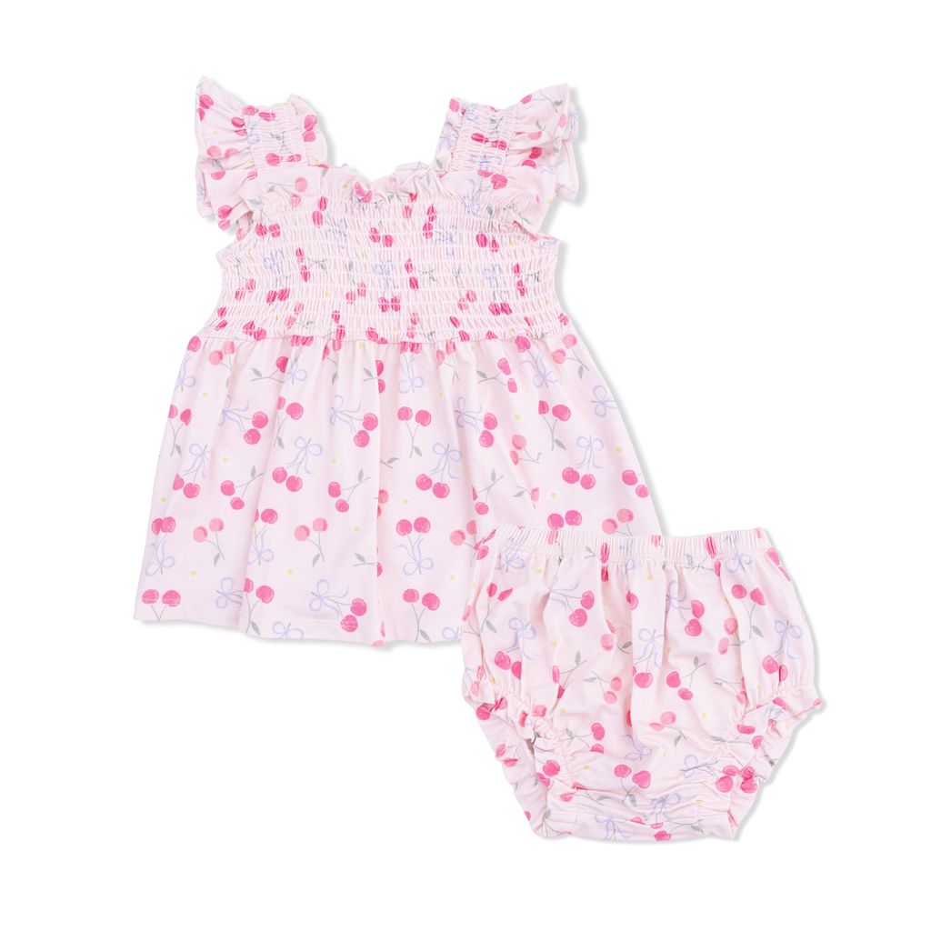 Angel Dear 1327-S26-SWB Sweet Bow Cherries Baby Doll Tunic and Bloomer Set