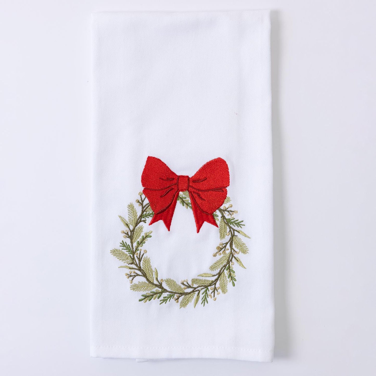 Mary Square 56630 Red Bow Wreath Tea Towel