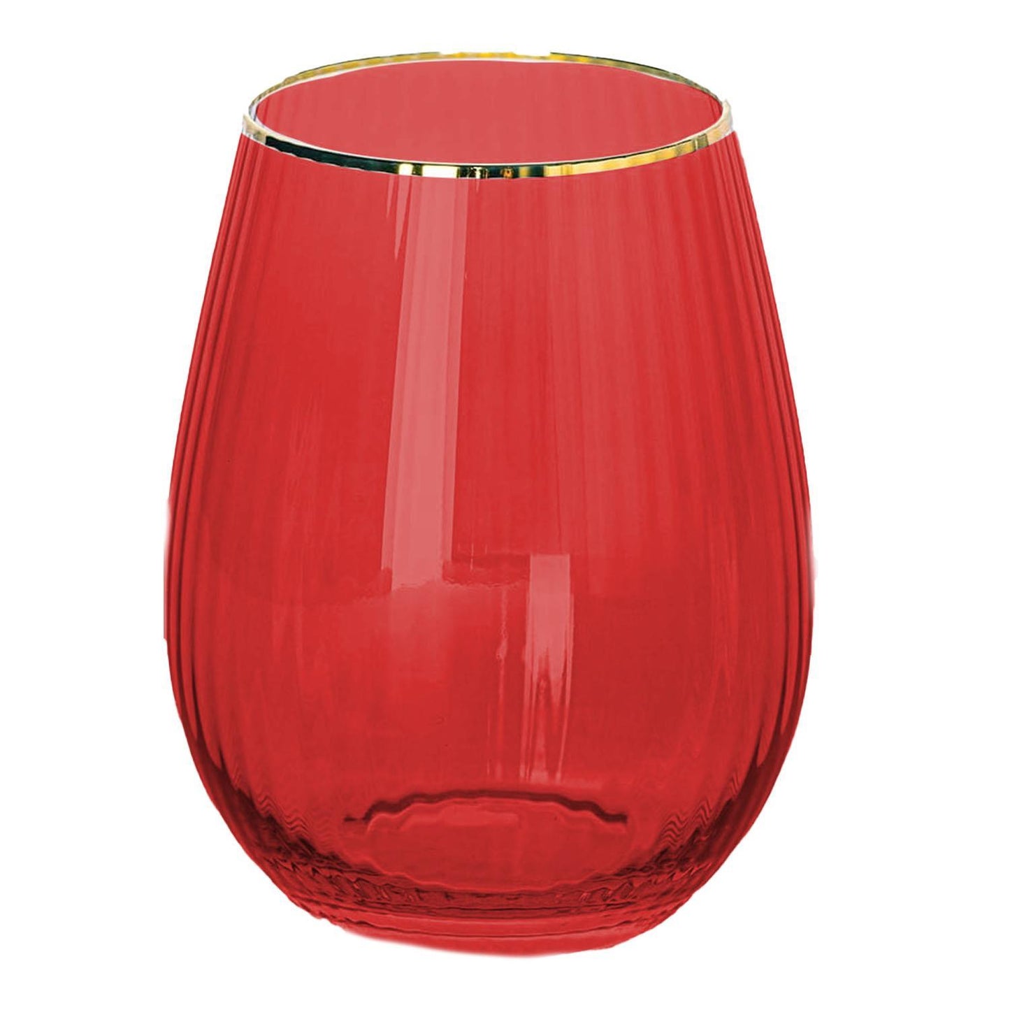 Mary Square 58157 Stemless Wine Glass - Ribbed Red