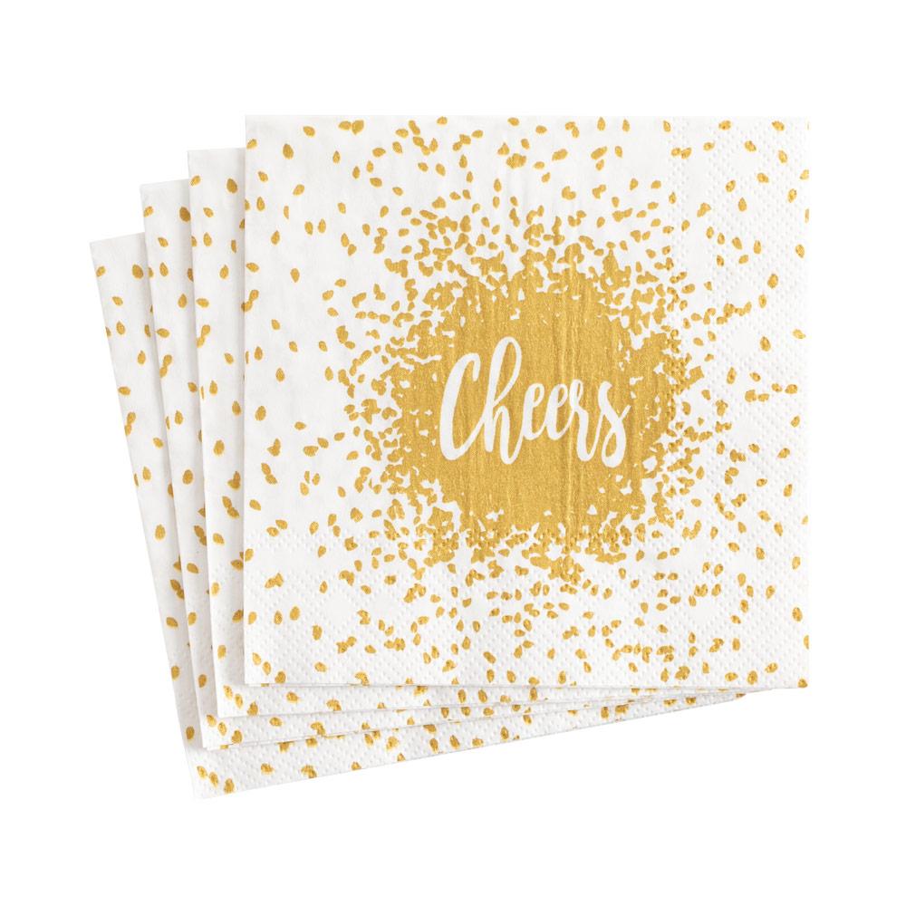 Caspari 14880C Cheers Gold Cocktail Napkins