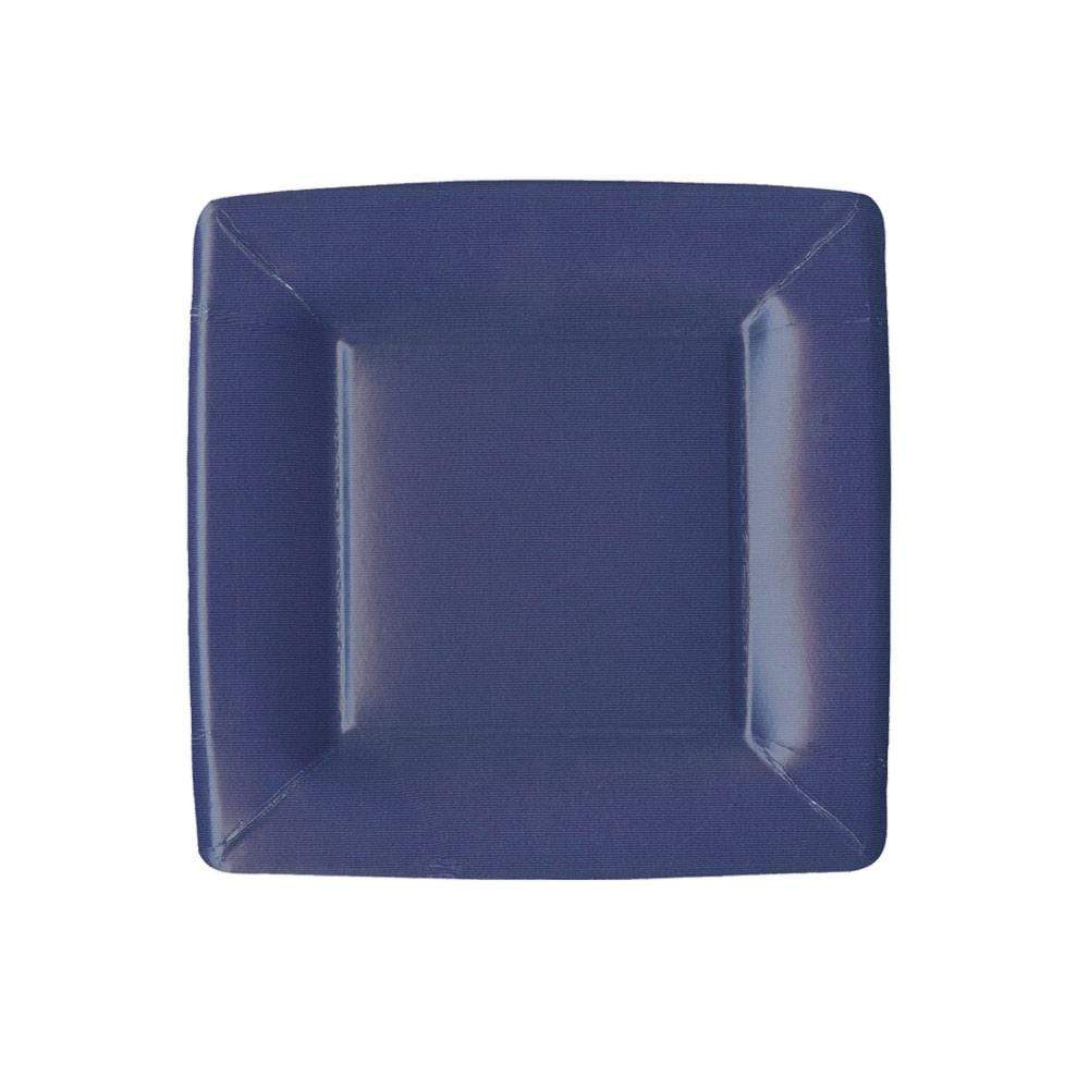 Caspari 15370 Grosgrain Border Paper Plates in Navy - 8 Per Package