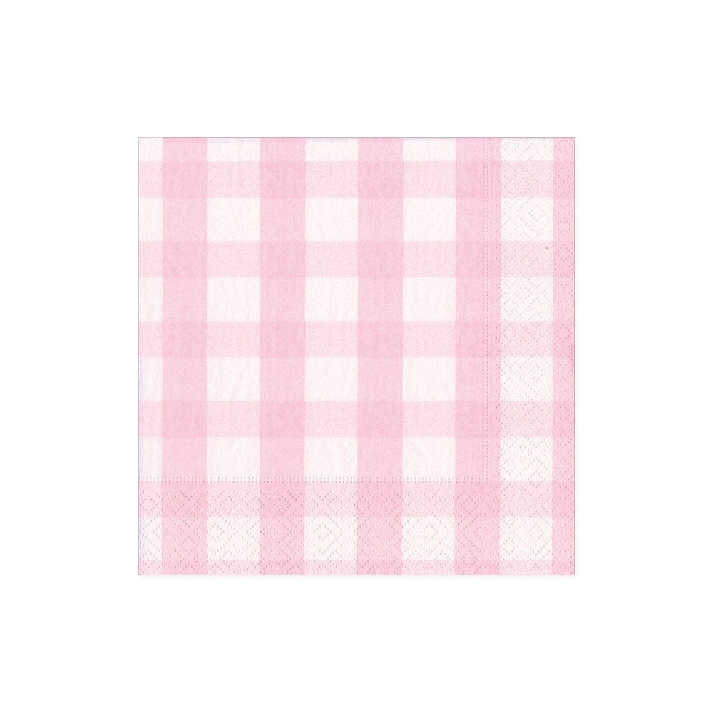 Caspari 17073C Gingham Cocktail Napkins - Pink