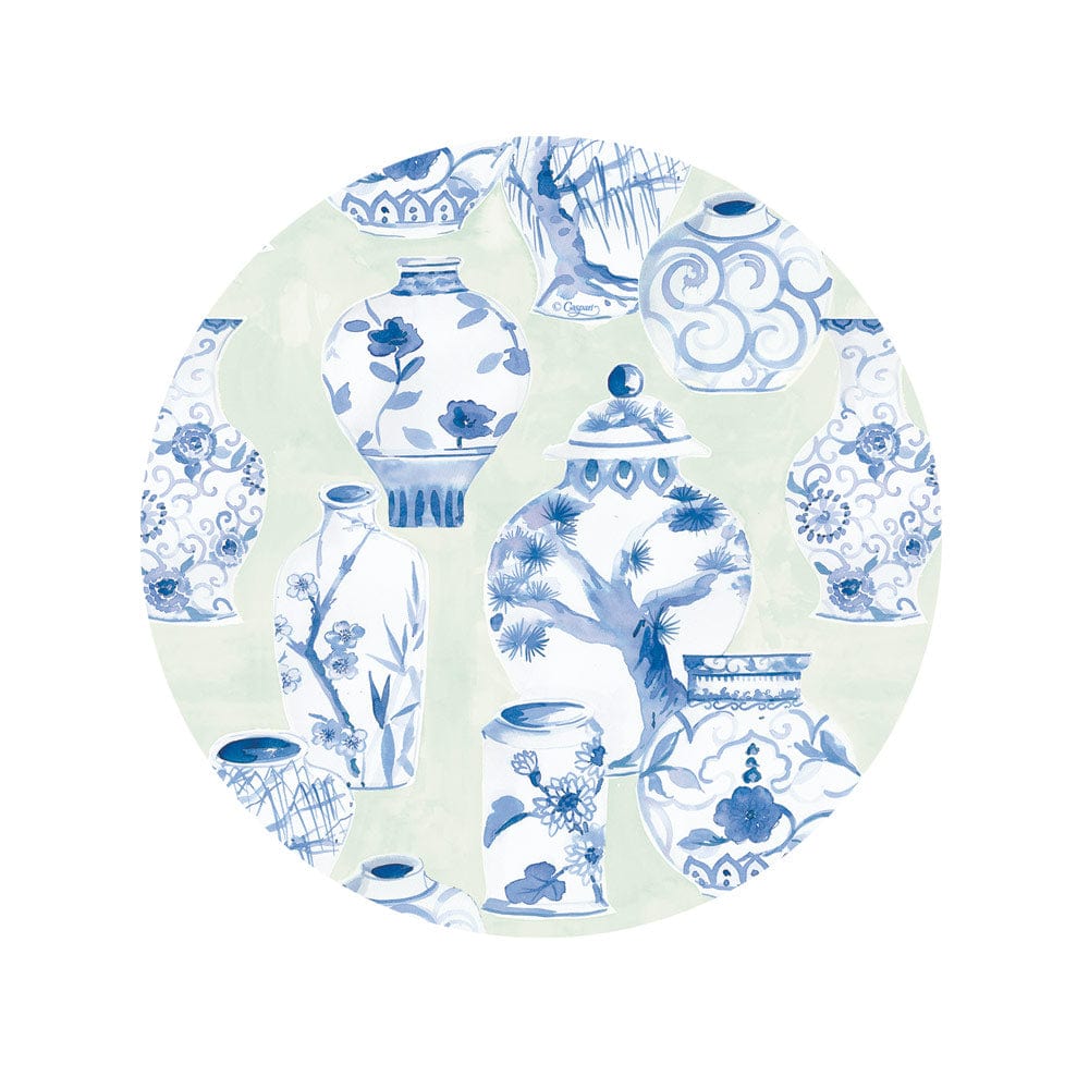 Caspari 18340 Glazed Porcelain Celadon Paper Plates