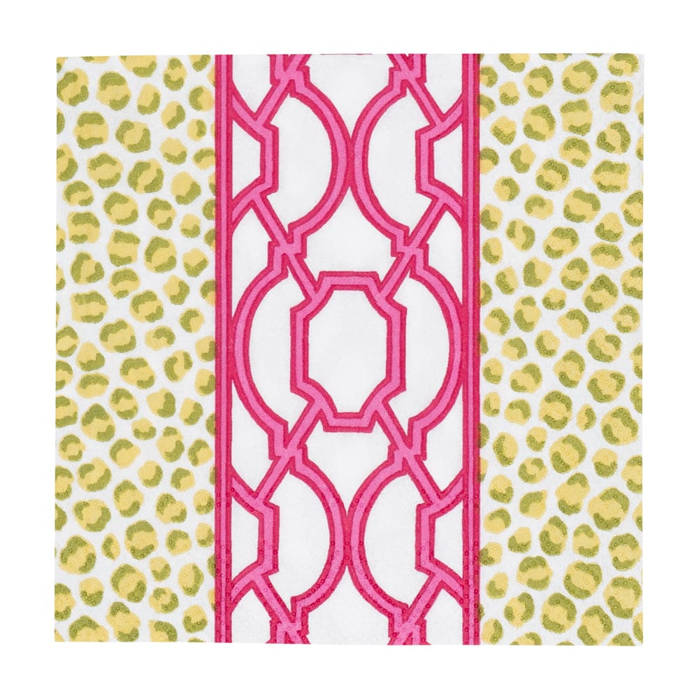 Caspari 18460 Knots and Spots Green/Fuchsia Napkins