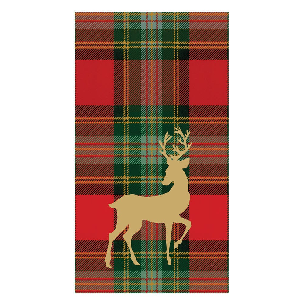Caspari 18630 Reindeer Tartan Red Napkins