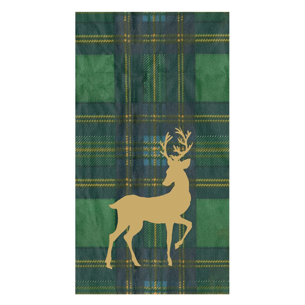 Caspari 18631 Reindeer Tartan Green Napkins