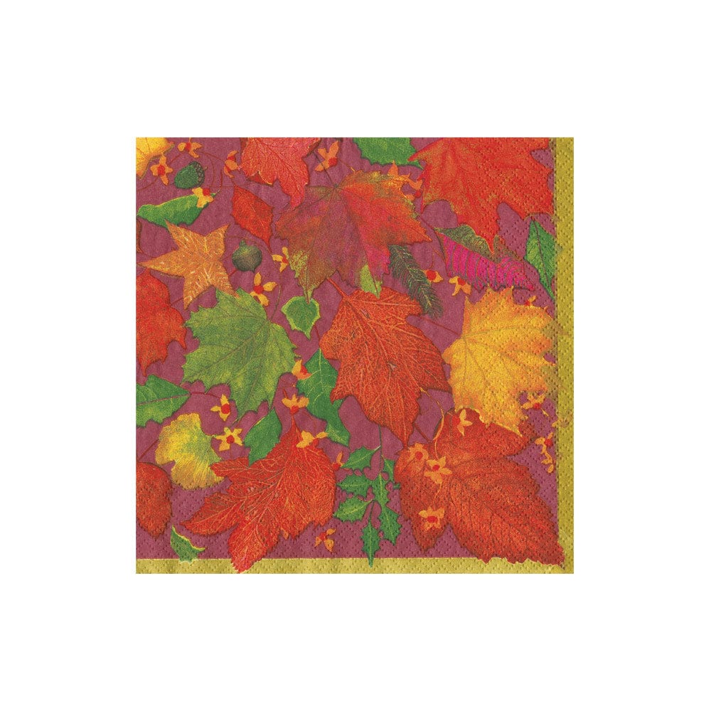 Caspari 18741C Swirling Leaves Burgundy