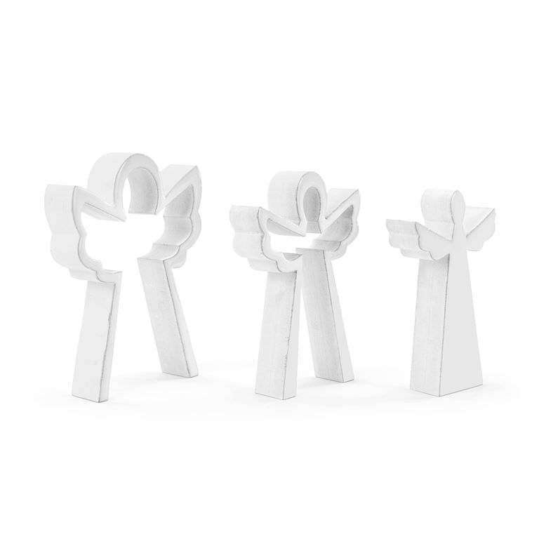 Demdaco 2020250616 White Enamel Wood Nesting Angel Figures