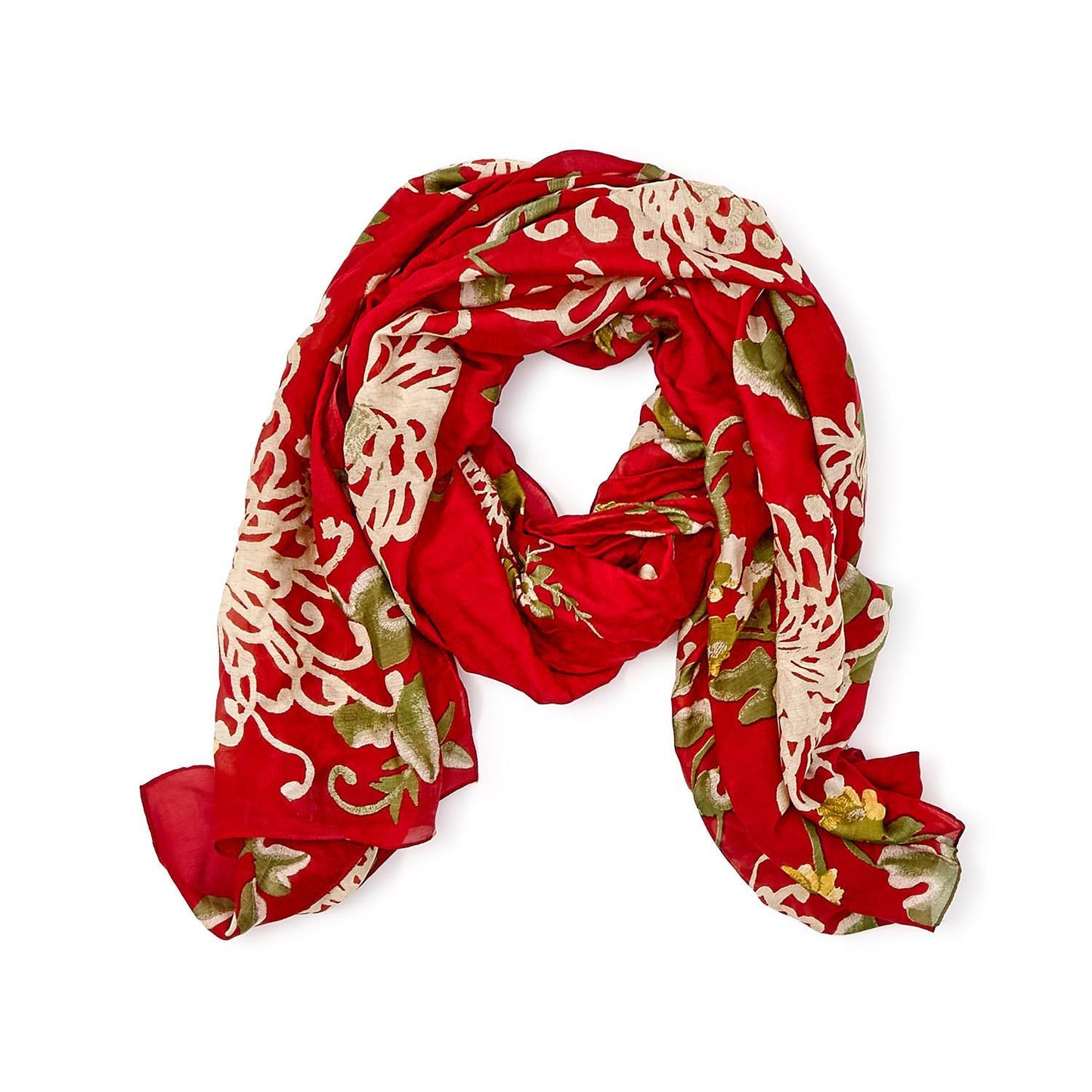 Two's Company 20721-CPR Chrysanthemum Red Scarf