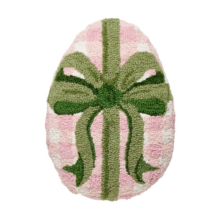 Peking Handicraft 30AV857C160B Shaped Gingham Easter Egg Hook Pillow