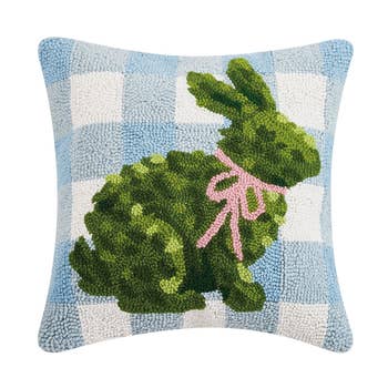 Peking Handicraft 30TG1086C16SQ Bunny Topiary Hook Pillow - 16"x16"