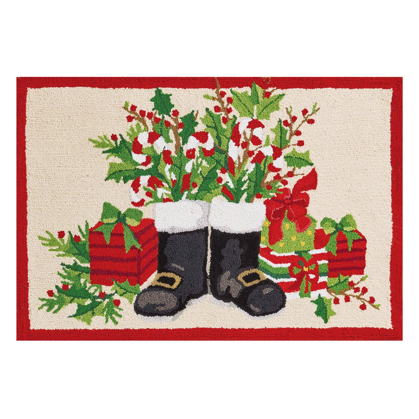 Peking Handicraft 31SERX483 Santa's Boots Hook Rug