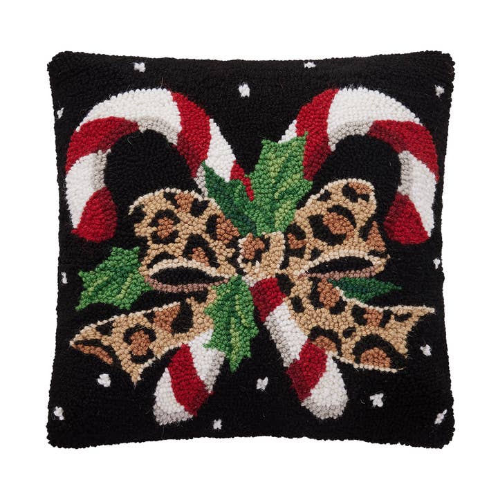 Peking Handicraft 31SJM1122 Leopard Candy Canes Hook Pillow