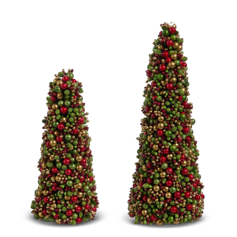 Raz Imports 4410113 Beaded Berry Cone Trees - 12"