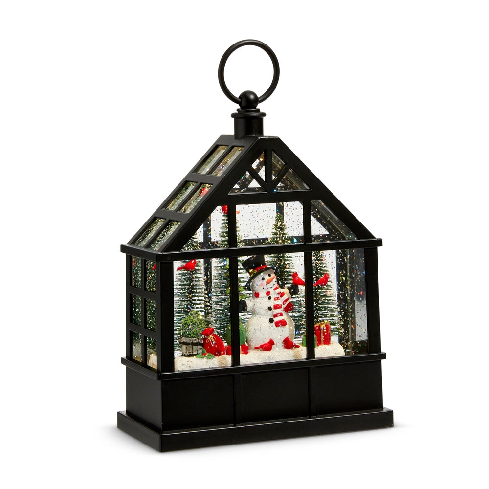 Raz Imports 4416925 Snowman and Cardinal Lighted Water Greenhouse - 9.5"