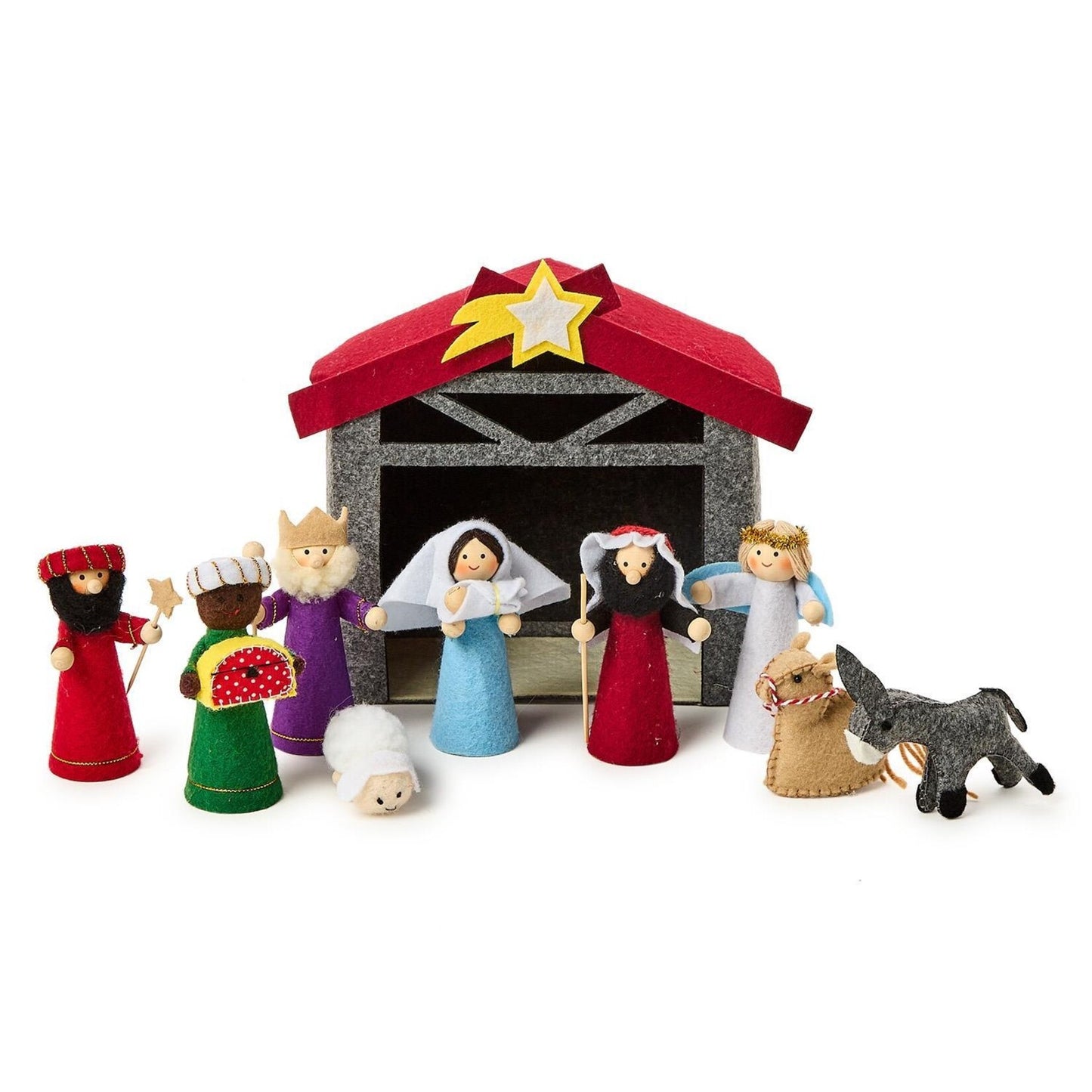 Cupcakes & Cartwheels 44915 Handcrafted Felt Nativity Set in Gift Box