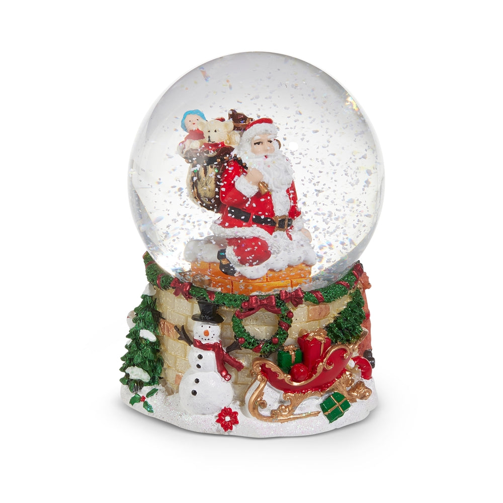 RAZ Imports 4571358 Musical Santa Out of the Chimney Water Globe