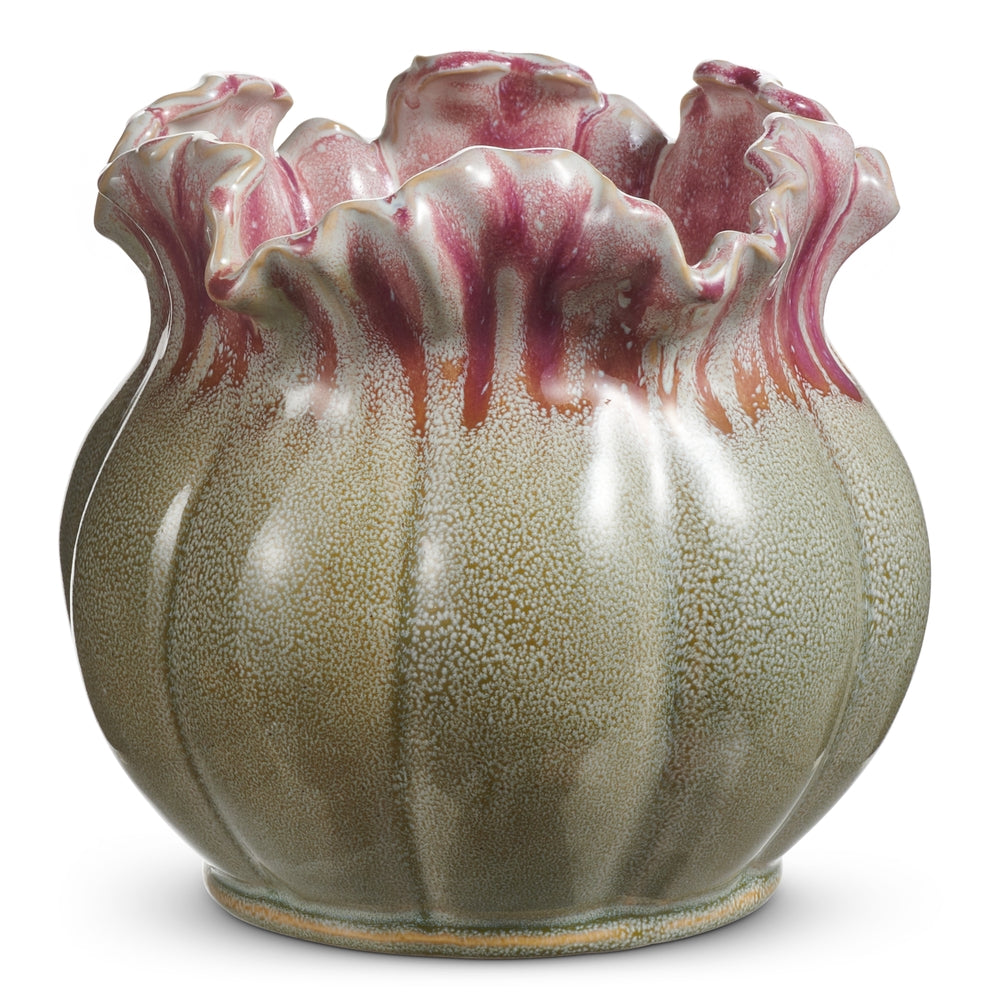 RAZ Imports 4611563 Pink Ruffle Speckled Planter