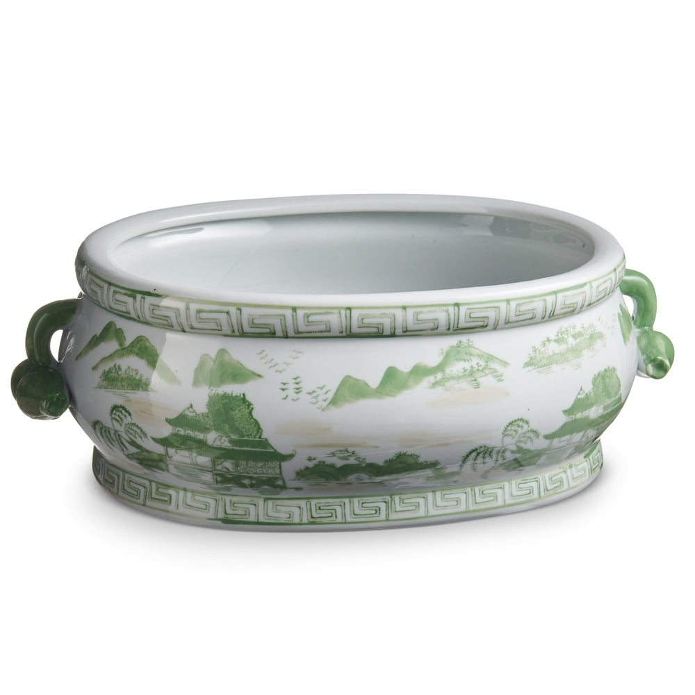 RAZ Imports 4651064 Green and White Planter - 17"