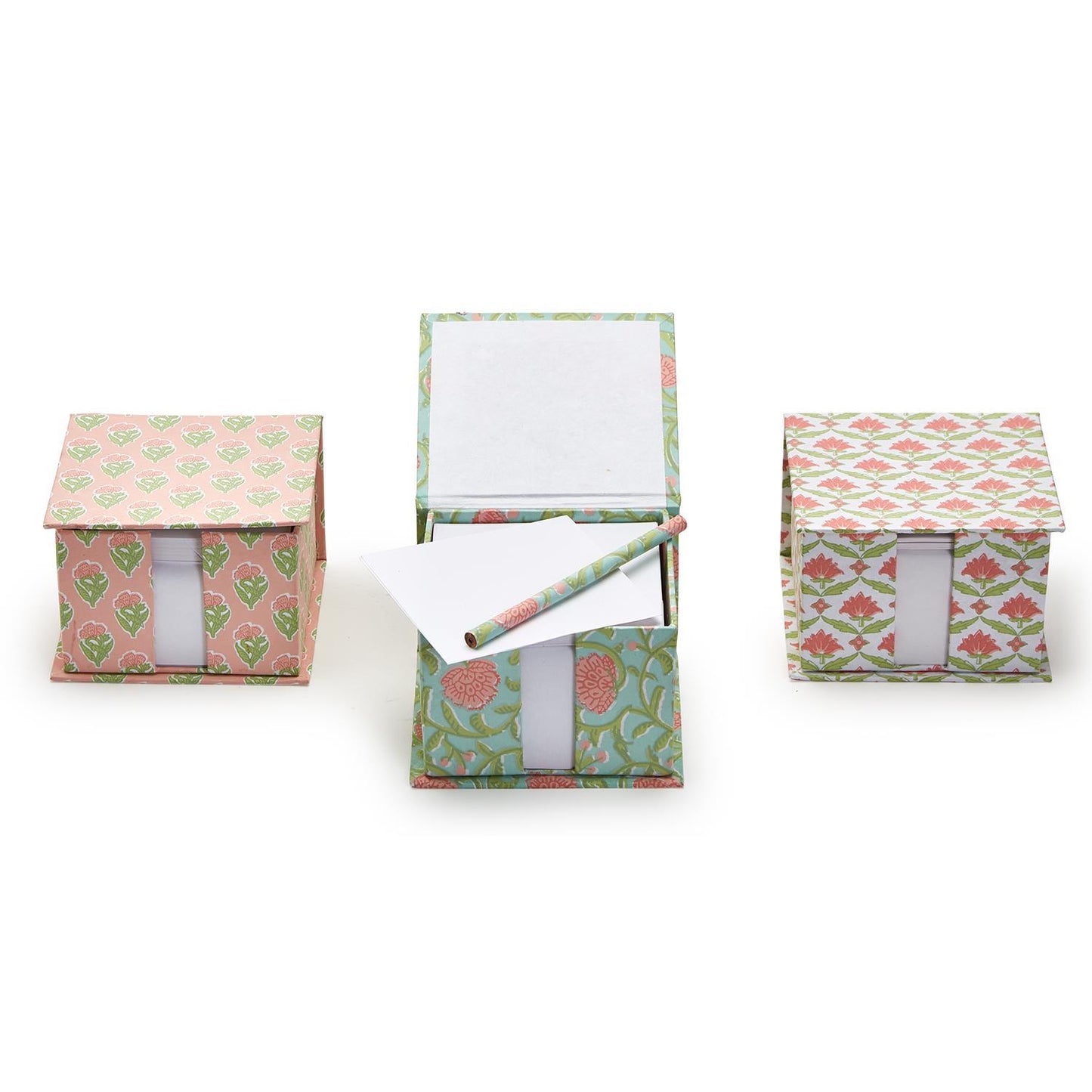 Two's Company 54570-20 Floral Block Print Note Paper Caddy w/ Pencil