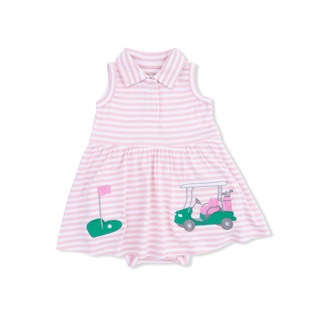 Angel Dear 568-S26-BAS Striped Golf Polo Tennis Dress - Orchid Pink and White Stripe