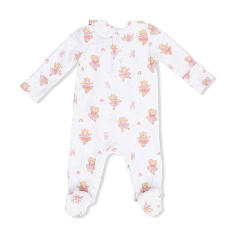 Angel Dear 583-S26-TBB Teddy Bear Ballerina Smocked Peter Pan Snap Footie
