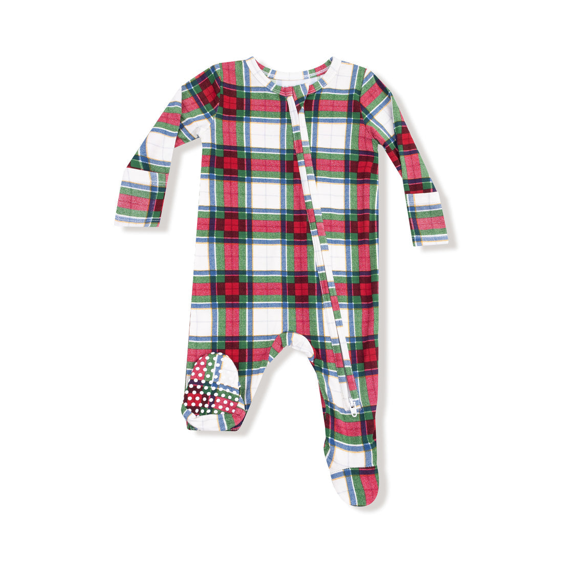 Angel Dear 651-F25-HPL1 Holiday Plaid - 2 Way Zipper Footie - NB