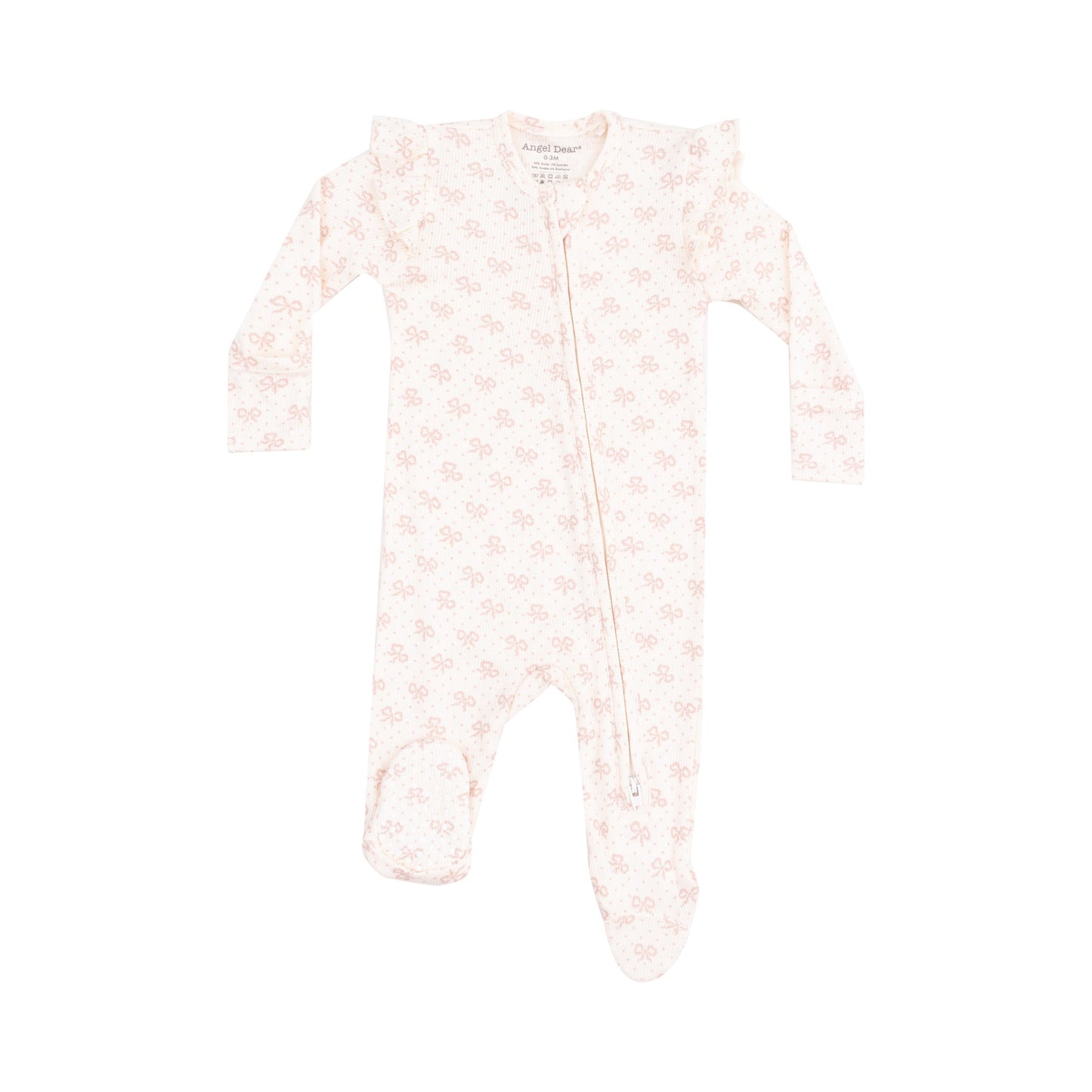 Angel Dear 726-S25-VMB Vintage Mini Bows 2 Way Ruffle Sleeve Zipper Footie