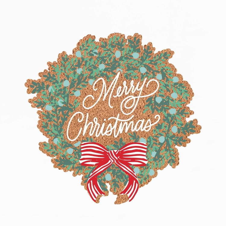 Mary Square 77586 Wreath Merry Christmas Door Mat