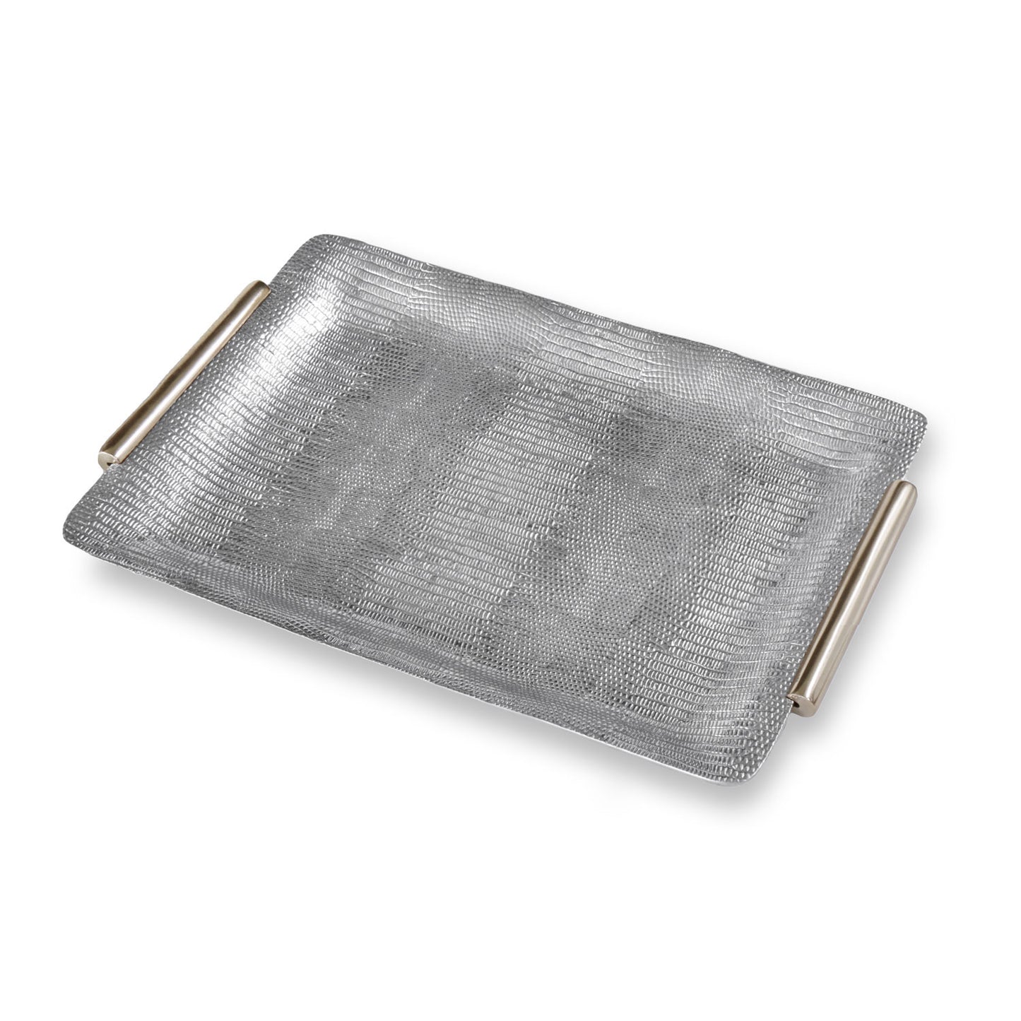 Beatriz Ball 7825 Sierra Modern Python Medium Tray w/ Handles - Gunmetal and Gold