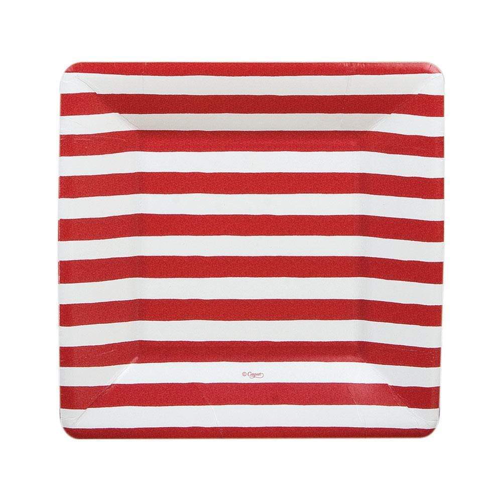 Caspari 7921SP Red and white Stripe Dessert/Salad Plates