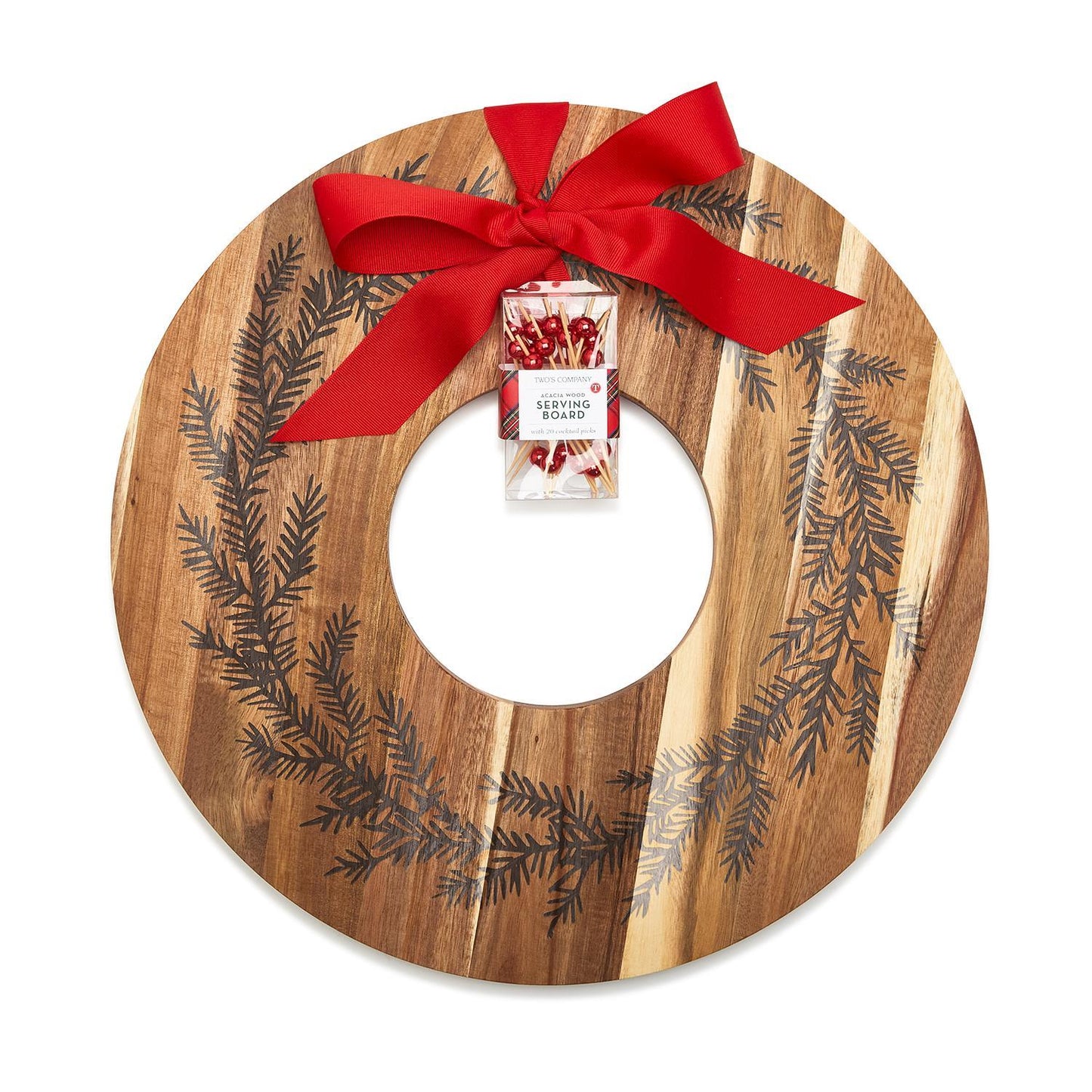 Two's Company 82069 Wreath Serving Board with 20 Picks