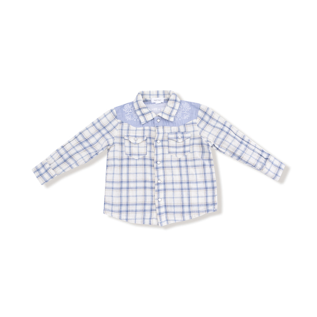Angel Dear 915A-F25-WBP Blue Plaid Western Pearl Snap Shirt