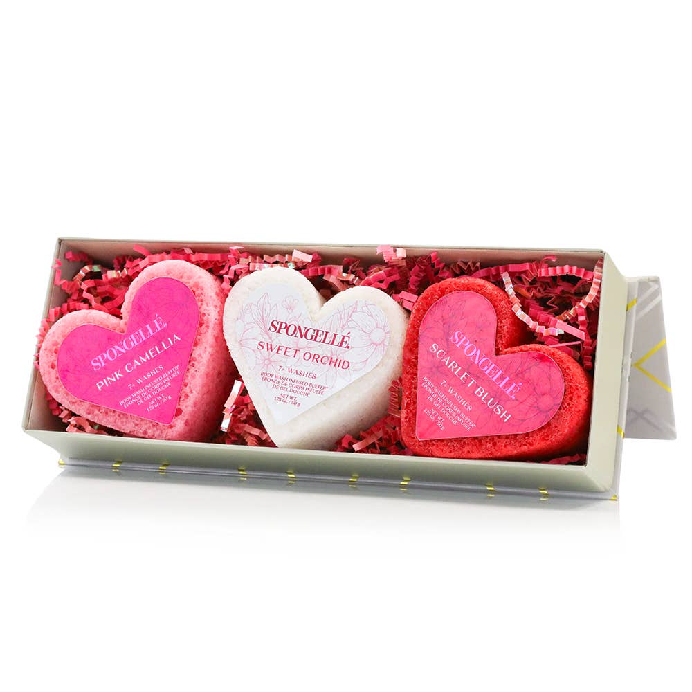 Spongellé AST-GSVD3SHBB Heart Gift Set - 3 Body Wash Infused Heart Shaped Travel Buffers