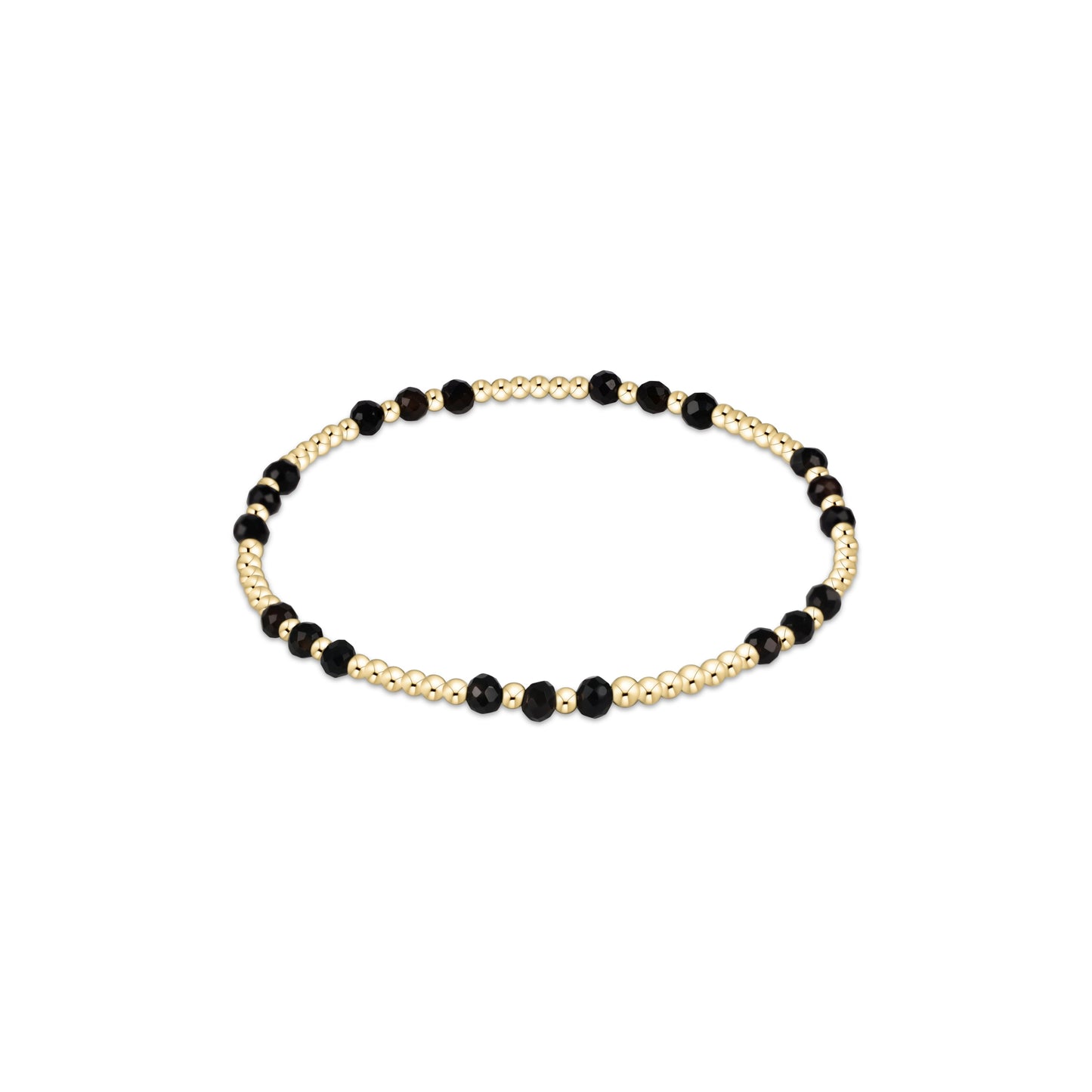 enewton BGEMGJOYP3FOX Gemstone Gold Joy Pattern 3mm Bead Bracelet - Faceted Onyx