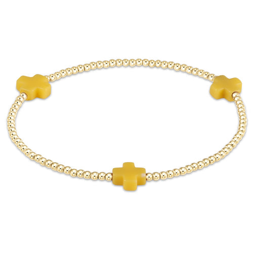 enewton BSCGP2 Signature Cross Gold Pattern 2mm Bead Bracelet