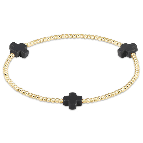 enewton BSCGP2 Signature Cross Gold Pattern 2mm Bead Bracelet