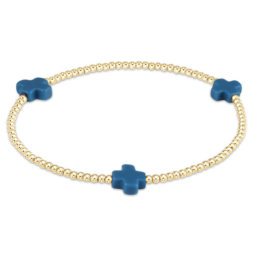 enewton BSCGP2 Signature Cross Gold Pattern 2mm Bead Bracelet