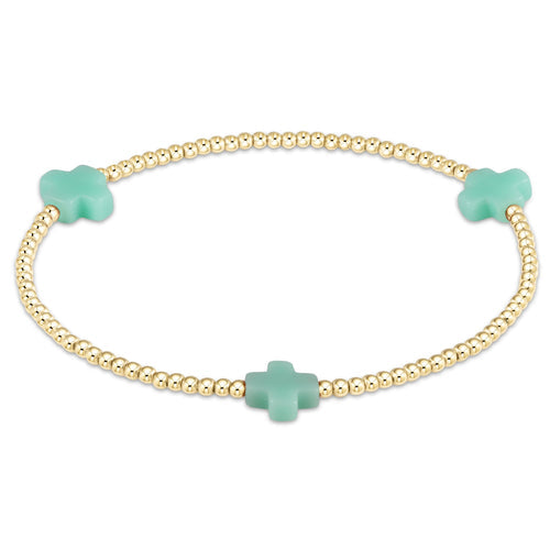 enewton BSCGP2 Signature Cross Gold Pattern 2mm Bead Bracelet