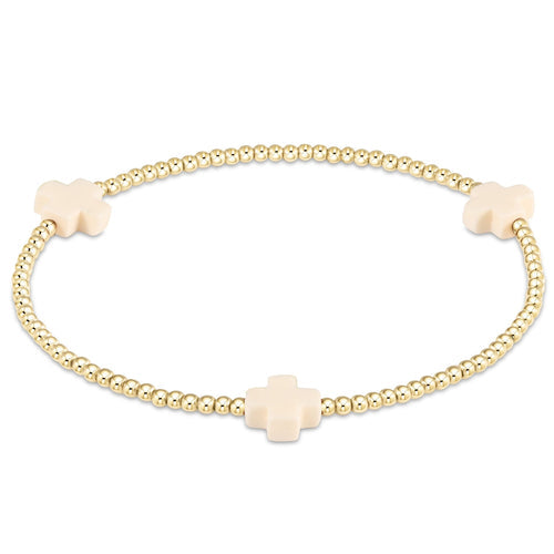 enewton BSCGP2 Signature Cross Gold Pattern 2mm Bead Bracelet