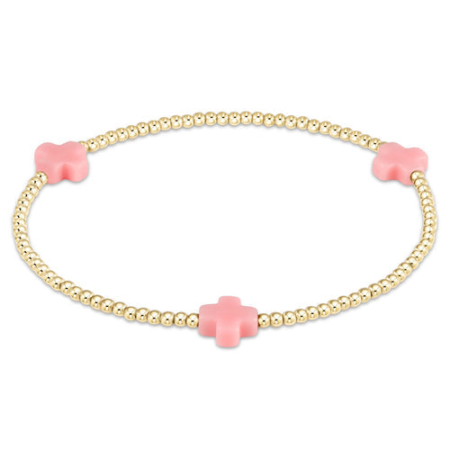 enewton BSCGP2 Signature Cross Gold Pattern 2mm Bead Bracelet