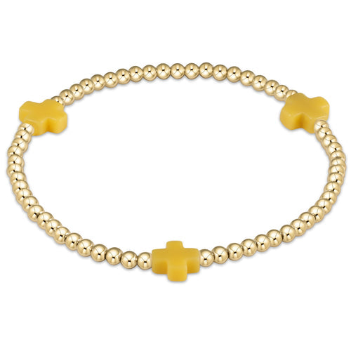 enewton BSCGP3 Signature Cross Gold Pattern 3mm Bead Bracelet