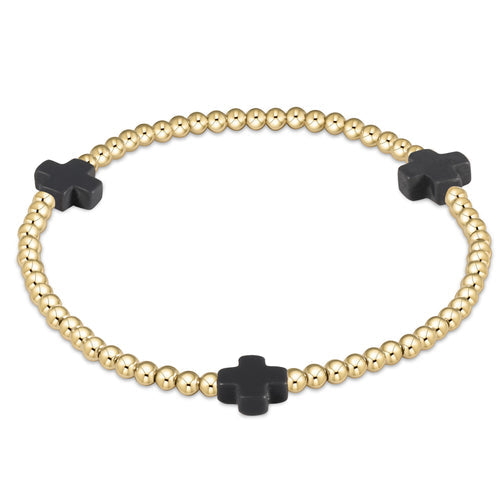 enewton BSCGP3 Signature Cross Gold Pattern 3mm Bead Bracelet