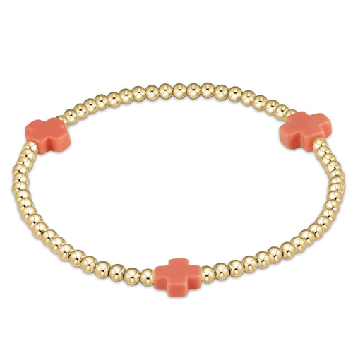 enewton BSCGP3 Signature Cross Gold Pattern 3mm Bead Bracelet