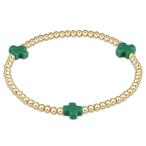 enewton BSCGP3 Signature Cross Gold Pattern 3mm Bead Bracelet
