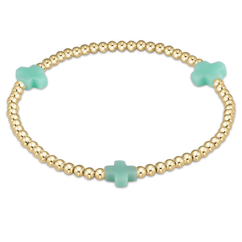 enewton BSCGP3 Signature Cross Gold Pattern 3mm Bead Bracelet