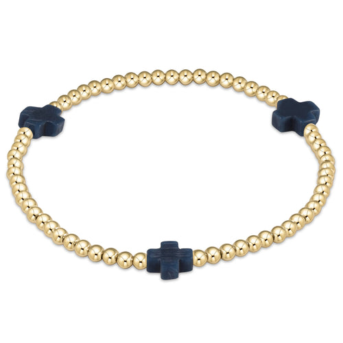enewton BSCGP3 Signature Cross Gold Pattern 3mm Bead Bracelet