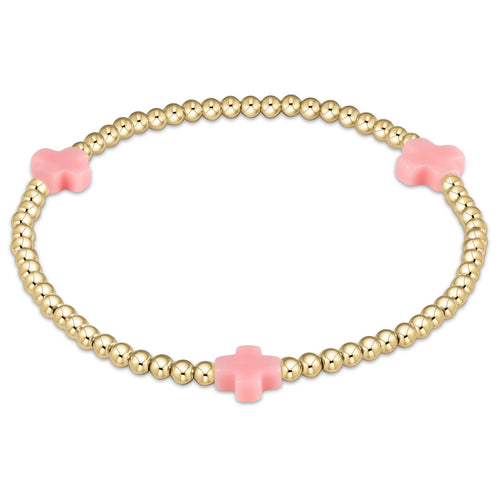 enewton BSCGP3 Signature Cross Gold Pattern 3mm Bead Bracelet