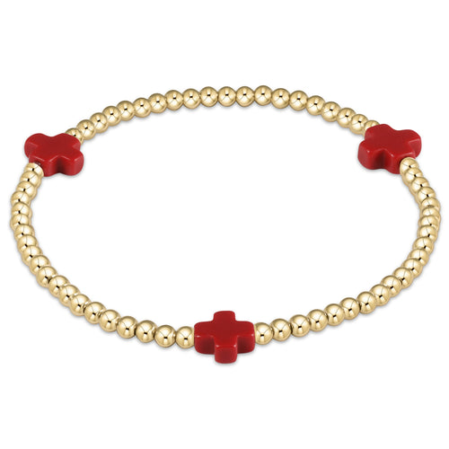 enewton BSCGP3 Signature Cross Gold Pattern 3mm Bead Bracelet
