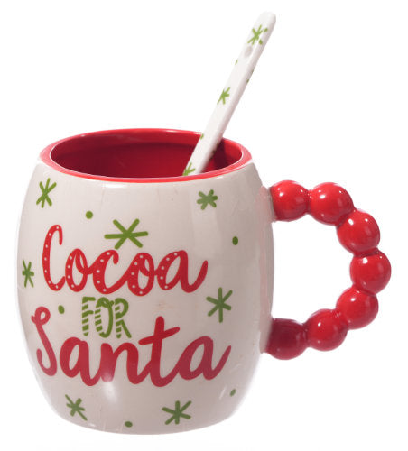 Special T Imports C25665 Ceramic Christmas Cocoa For Santa Mug w/Spoon